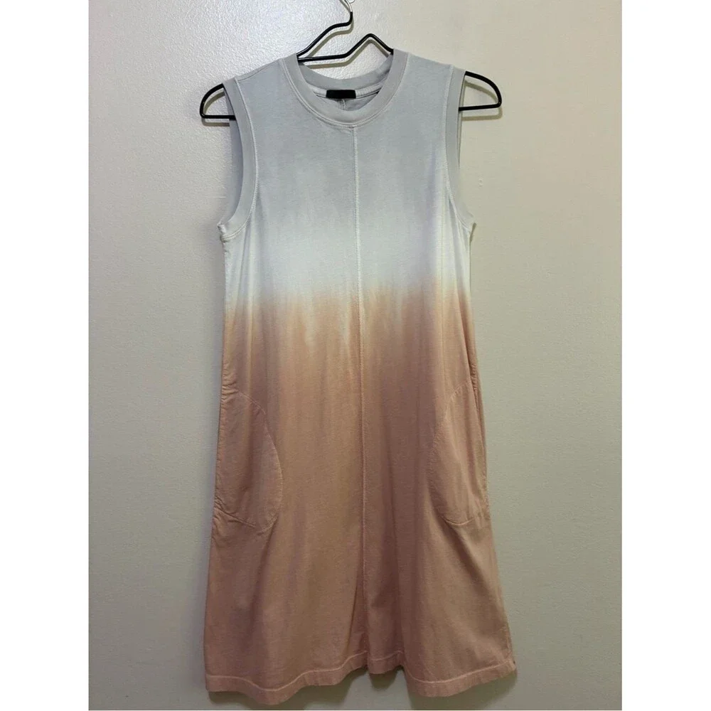 ATM sleeveless Ombre Shift Dress in White to Blush size xs
